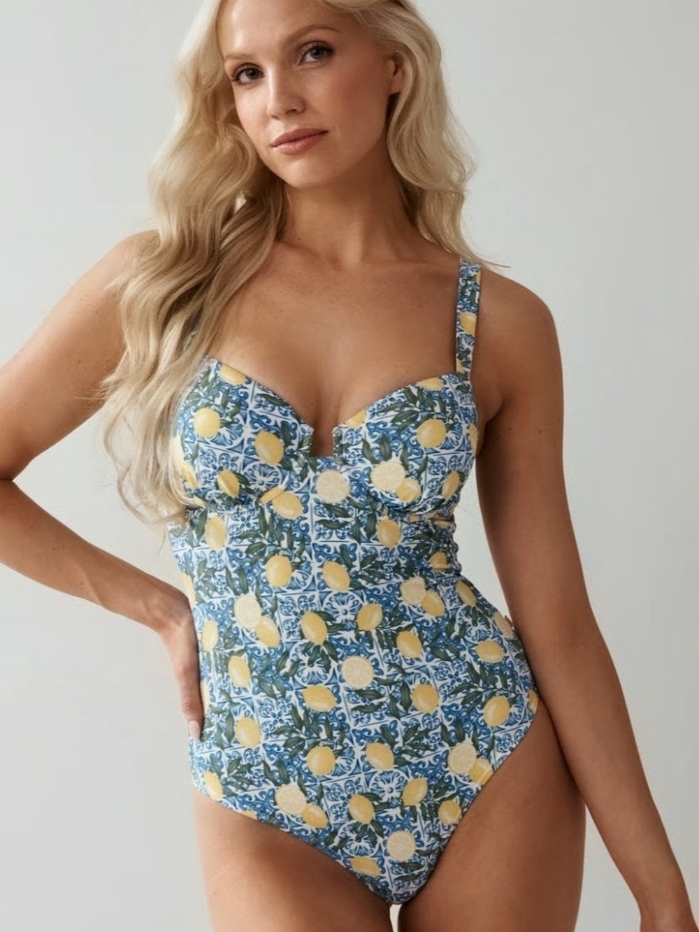 LEMON TILE Balconette One-piece Swimsuit
